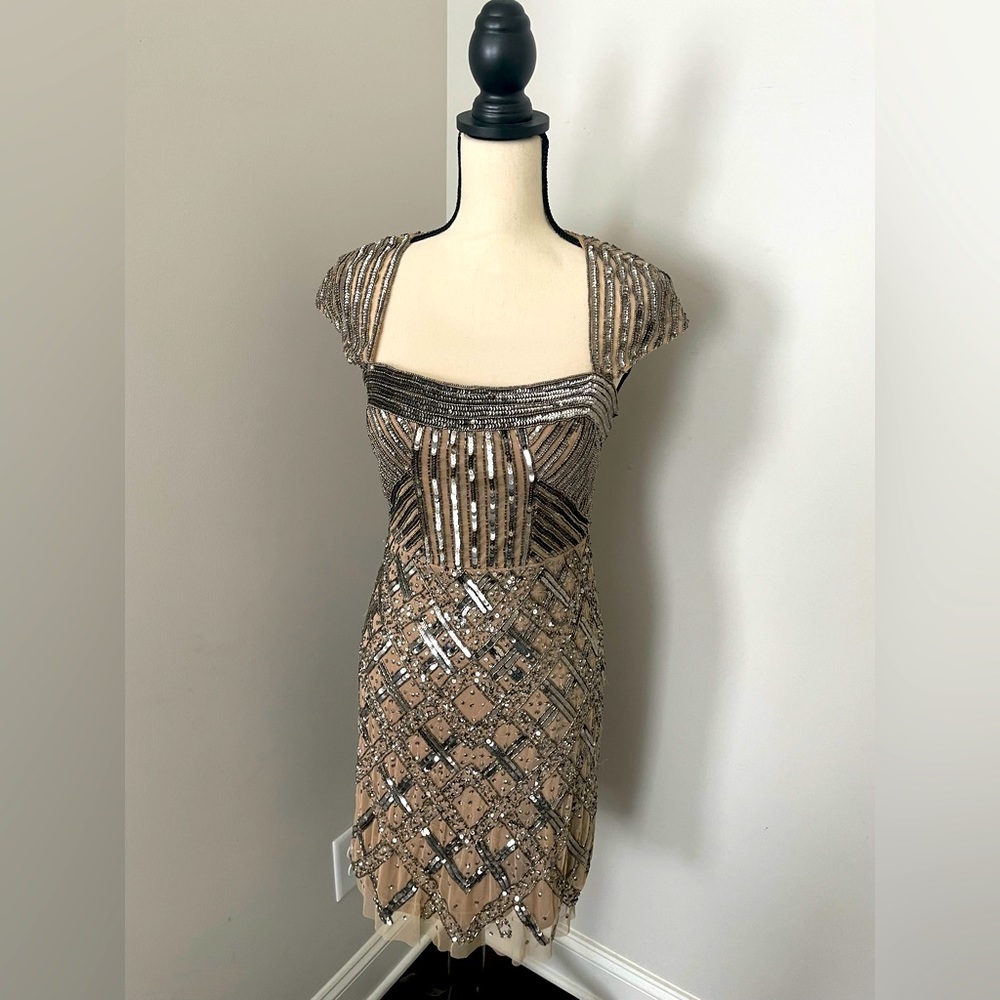 Beautiful Adrianna Papell sequin, lined cocktail dress. Worn once. Size 6.